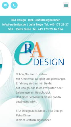 Vorschau der mobilen Webseite www.eradesign.de, Era Design - Petra Dinse & Julia Stoye GbR