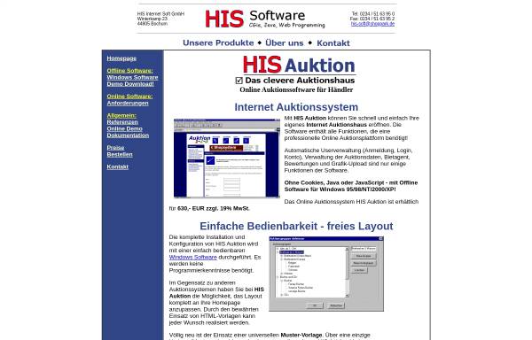 Vorschau von his-auktion.de, HIS Internet Soft GmbH
