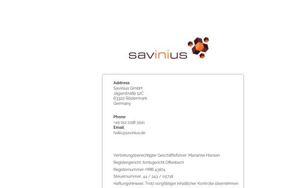 Vorschau von www.savinius.de, Savinius GmbH
