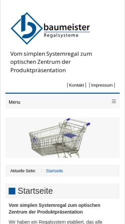 Vorschau der mobilen Webseite baumeister-regalsysteme.de, Baumeister Regalsysteme