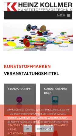 Vorschau der mobilen Webseite www.wertmarken.com, Heinz Kollmer GmbH