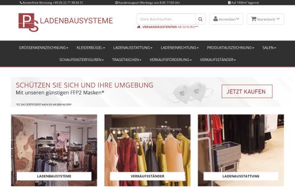 Vorschau von www.ps-ladenbau.com, PS Ladenbausysteme und Zubehör Großhandels GmbH & Co. KG