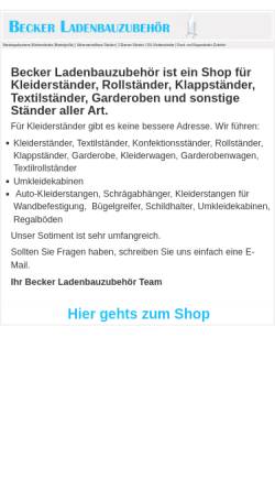 Vorschau der mobilen Webseite www.shopaustattung.de, Becker Ladenbauzubehör, Renate Becker