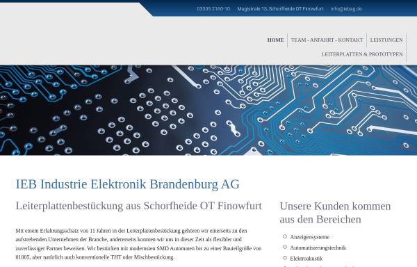 Vorschau von www.iebag.de, IEB Industrie Elektronik Brandenburg AG