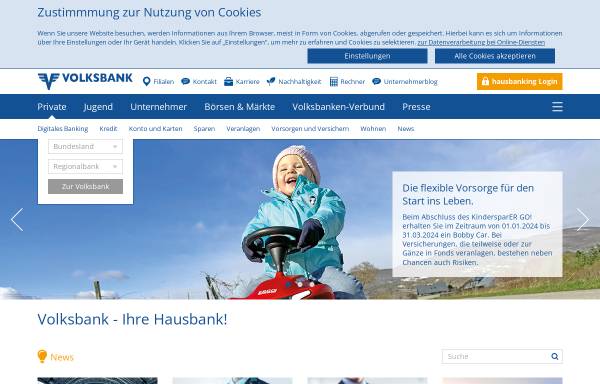 Vorschau von www.volksbank.com, Österreichische Volksbanken-Aktiengesellschaft (ÖVAG)