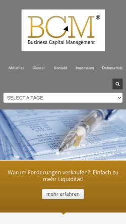 Vorschau der mobilen Webseite www.bcm-wiehl.de, BCM Business Capital Management GmbH & Co. KG