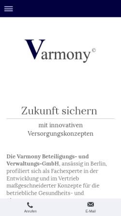 Vorschau der mobilen Webseite www.varmony.de, Varmony GmbH & Co. KG