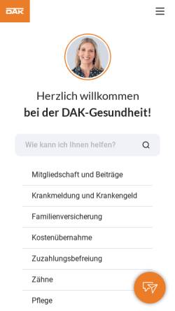 Vorschau der mobilen Webseite dak.de, Deutsche Angestellten-Krankenkasse (DAK)