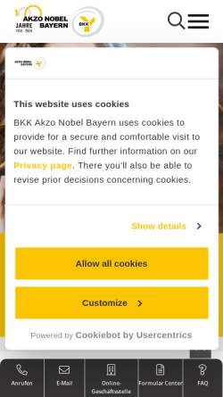 Vorschau der mobilen Webseite www.bkk-akzo.de, BKK Akzo Nobel Bayern