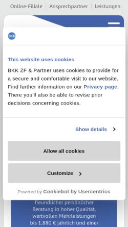 Vorschau der mobilen Webseite www.bkk-zf-partner.de, BKK ZF & Partner
