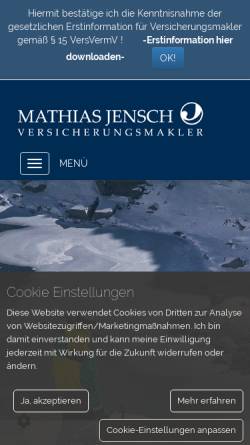 Vorschau der mobilen Webseite www.mathiasjensch.de, Mathias Jensch Versicherungsmakler GmbH & Co.KG