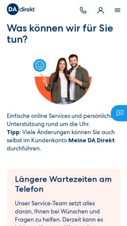 Vorschau der mobilen Webseite www.da-direkt.de, DA Direkt - Deutsche Allgemeine Versicherung AG
