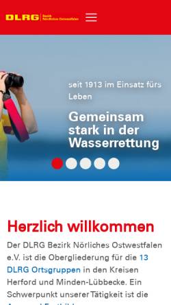 Vorschau der mobilen Webseite bez-noerdliches-ostwestfalen.dlrg.de, DLRG, Bezirk Nördliches Ostwestfalen e.V.