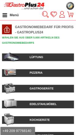 Vorschau der mobilen Webseite www.gastroplus24.de, GastroPlus24 Inh. R. Bruder
