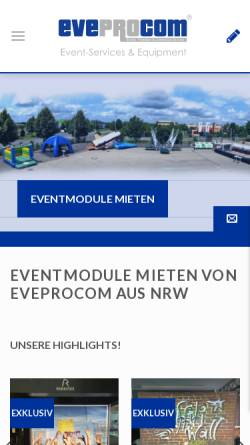 Vorschau der mobilen Webseite eveprocom.de, Eveprocom Events, Promotion & Commercial Services Inh. Oliver Diederichs