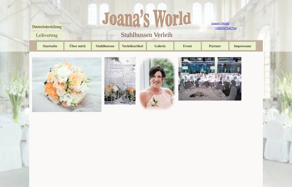 Vorschau von www.joanasworld.at, Joana's World Stuhlhussenverleih - Inh. Johanna Huber