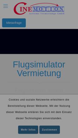Vorschau der mobilen Webseite www.flugsimulatoren.de, CineMotion systems Vermietungs GmbH