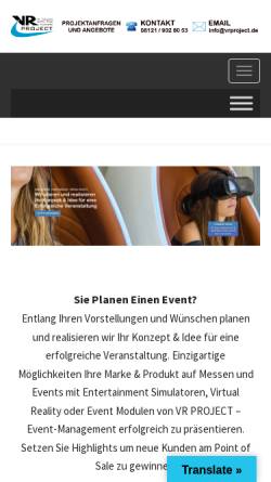 Vorschau der mobilen Webseite www.vrproject.de, VR-Project - Event Management Inh. Andreas Lorke