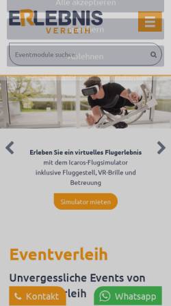Vorschau der mobilen Webseite erlebnisverleih.de, Erlebnisverleih GmbH