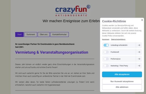 Vorschau von www.crazyfun.biz, crazyfun Aktionsgeräte Einzelunternehmung Christoph Dornheim