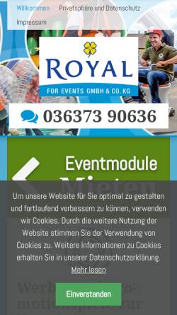 Vorschau der mobilen Webseite www.royal-for-events.de, Royal for Events GmbH & Co. KG