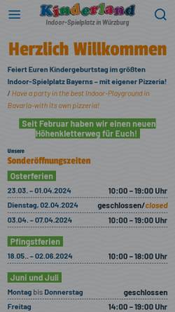 Vorschau der mobilen Webseite www.kinderland-wuerzburg.de, Fun-Park – sports + events