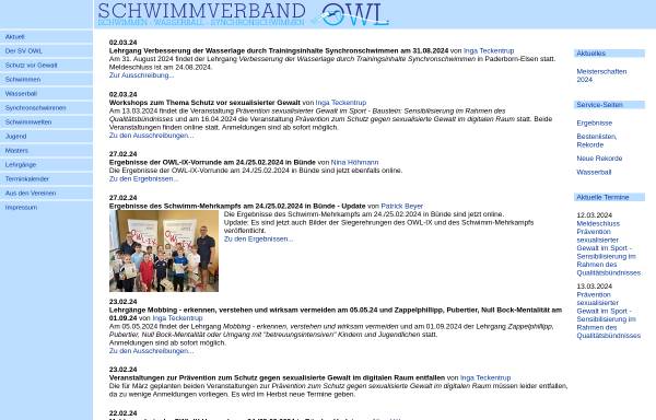 Vorschau von www.sv-owl.de, Schwimmverband Ostwestfalen-Lippe e.V. (OWL)