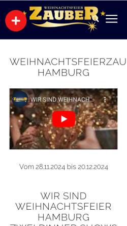 Vorschau der mobilen Webseite weihnachtsfeierzauber.de, Weihnachtsfeier-Circus - MHB Gastronomie Consulting GmbH