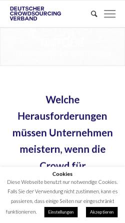 Vorschau der mobilen Webseite www.crowdsourcingverband.de, Deutscher Crowdsourcing Verband e.V.