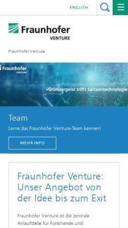 Vorschau der mobilen Webseite fraunhoferventure.de, Fraunhofer Venture Gruppe
