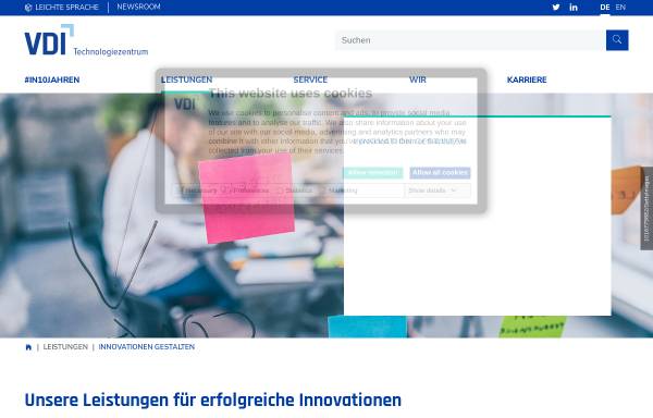 Vorschau von www.vditz.de, Innovationsbegleitung und -beratung (IBB) des VDI Technologiezentrum