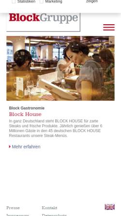 Vorschau der mobilen Webseite www.block-gruppe.de, Block House Restaurantbetriebe Franchise GmbH