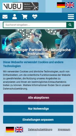 Vorschau der mobilen Webseite www.vubu-medical.de, VUBU Medical Instruments Germany UG