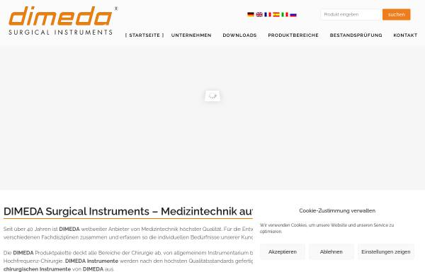 Vorschau von www.dimeda.de, Dimeda Instrumente GmbH
