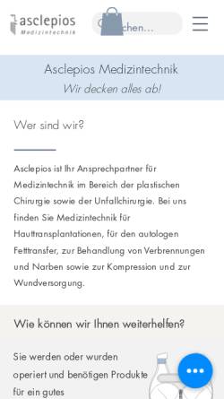 Vorschau der mobilen Webseite www.asclepios.de, Asclepios Medizintechnik e.K.