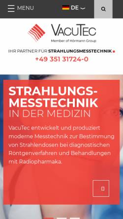 Vorschau der mobilen Webseite www.vacutec-gmbh.de, VacuTec Messtechnik GmbH