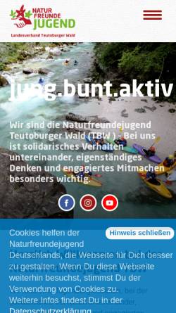 Vorschau der mobilen Webseite www.naturfreundejugend-tbw.de, Naturfreundejugend Teutoburger Wald