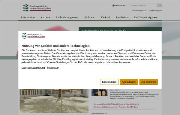 Vorschau von www.bundesimmobilien.de, Bundesanstalt für Immobilienaufgaben