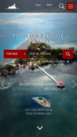 Vorschau der mobilen Webseite www.privateislandsinc.com, Private Islands Inc.