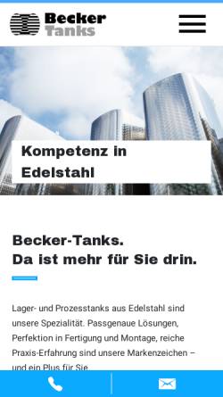 Vorschau der mobilen Webseite www.becker-tanks.de, Becker Tanks GmbH