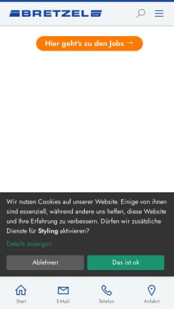 Vorschau der mobilen Webseite www.bretzel-gmbh.de, Firma Bretzel GmbH