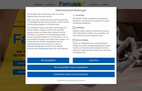 Vorschau von www.famulus.at, Famulus Maschinen und technische Geräte GmbH