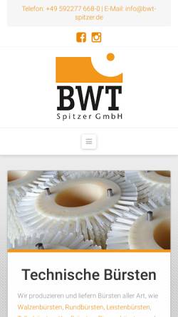 Vorschau der mobilen Webseite bwt-spitzer.de, BWT Spitzer GmbH