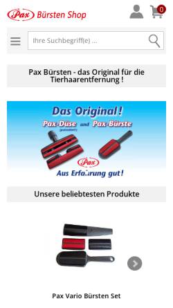 Vorschau der mobilen Webseite www.pax-buersten.de, Vectavis GmbH