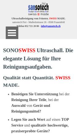 Vorschau der mobilen Webseite www.ultraschallreinigen.ch, Sansotech Frei