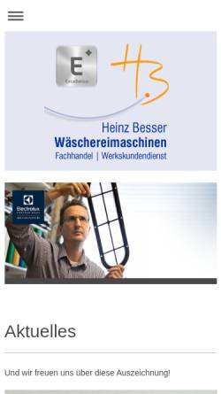 Vorschau der mobilen Webseite www.heinz-besser.de, Heinz Besser - Wäschereimaschinen