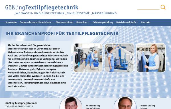 Vorschau von www.textilpflegetechnik.de, Gößling Textilpflegetechnik, Horst W. Gößling