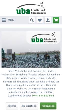 Vorschau der mobilen Webseite www.u-b-a.com, UBA-Arbeitsschutz - Ulrich Barnickel