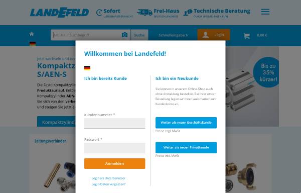 Vorschau von www.landefeld.de, Landefeld Druckluft und Hydraulik GmbH