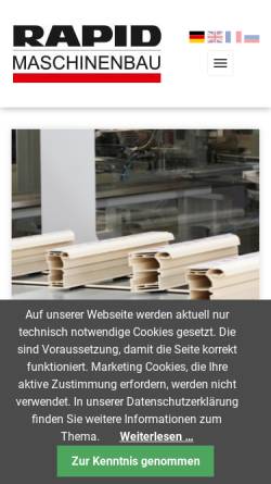 Vorschau der mobilen Webseite www.rapid-maschinenbau.de, Rapid Maschinenbau GmbH